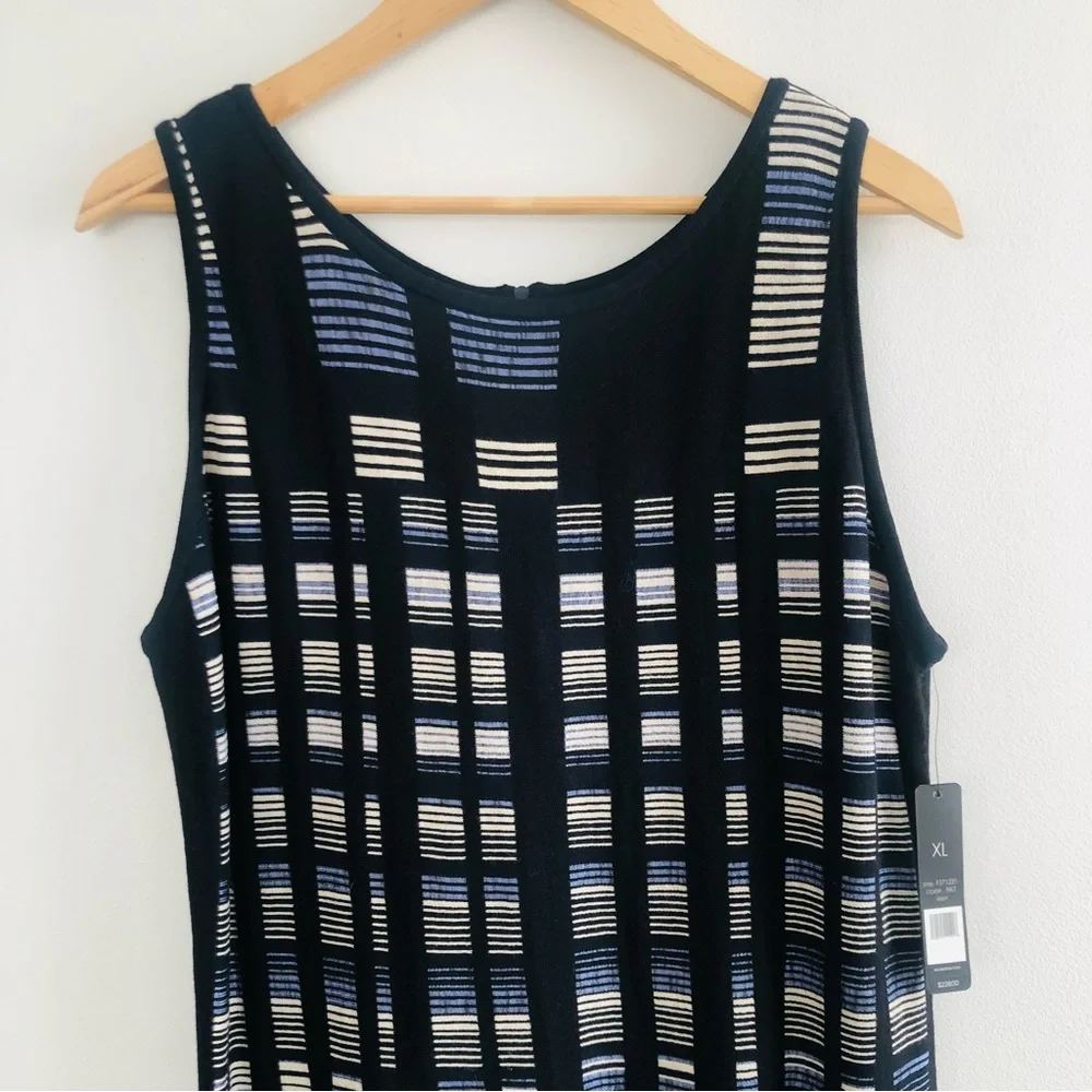 NIC+ZOE Black and Gray Striped Midi Dress NWT - Picture 3 of 15